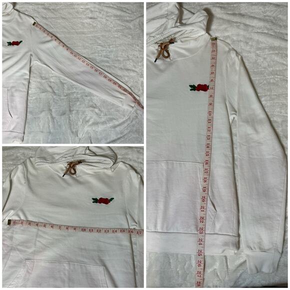 On Fire White Hoodie Pullover Jacket Women Size M USED - Picture 8 of 8